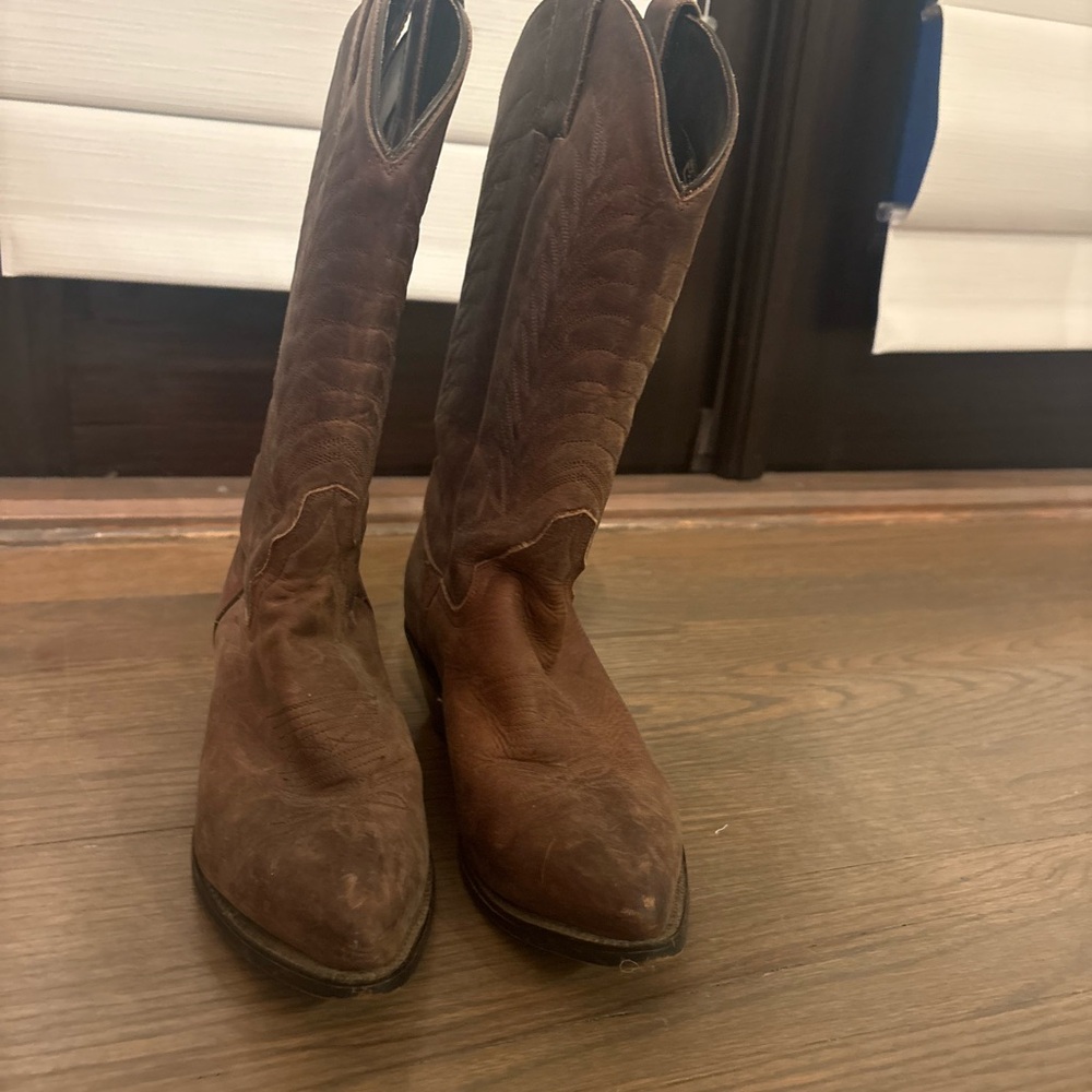 Classic Brown Leather Cowboy Boots
